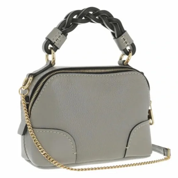CHLOE Mini Daria Leather Chain Crossbody Shoulder Bag Stromy Gray NWT - Picture 4 of 16